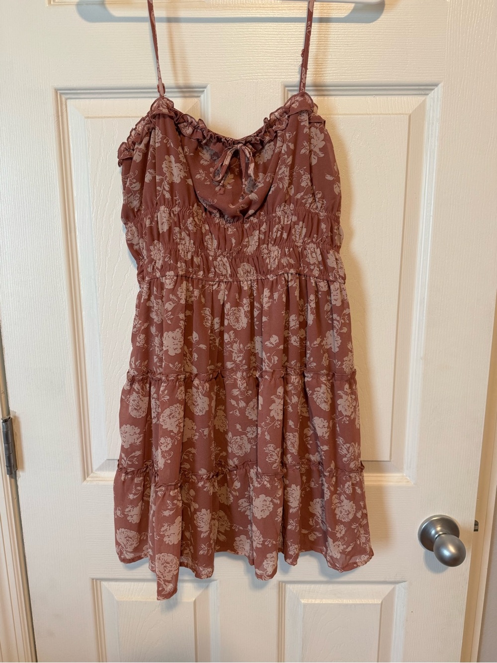 Girls' Mauve Floral Tiered Sundress - Unbranded